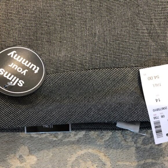 Avenue Black white Pull On Dress Pants 14 Tall Tummy Control tiny checks - Picture 3 of 14